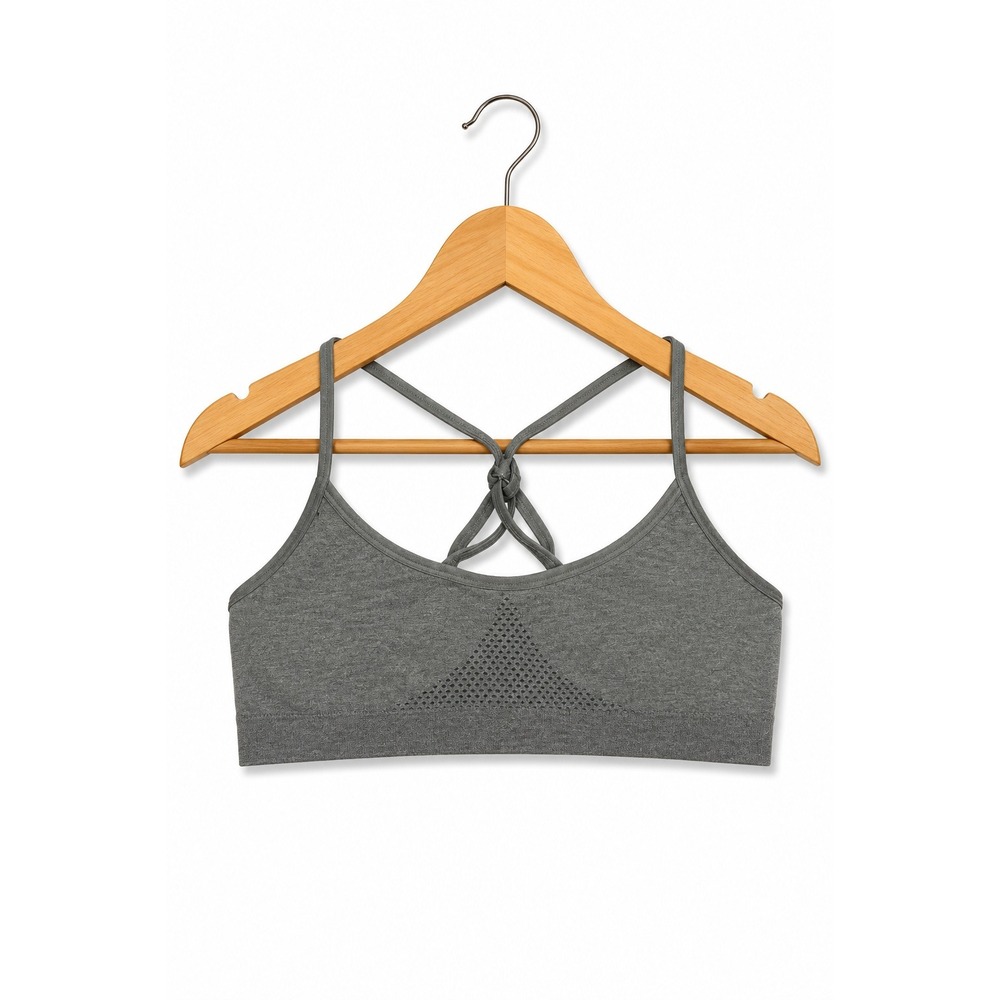 Hanes Girls Bra Sz M Seamless Racerback Gray Sports Bra
